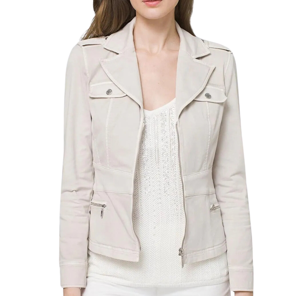 White House Black Market Cream/Beige Moto Jacket - Size 10